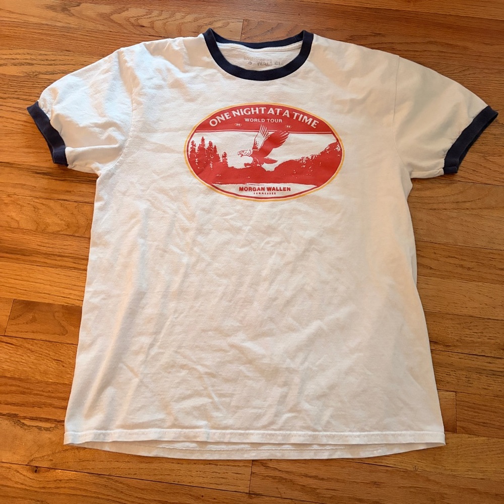 Morgan Wallen World Tour Concert Tee White and Red Graphic T-Shirt
